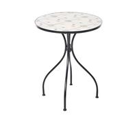 Beliani Mesa de balcón jardín de Metal Estilo Hierro Forjado con Tablero de Mosaico cerámico Negro Carona