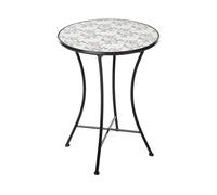 Beliani Mesa de balcón jardín de Metal Estilo Hierro Forjado con Tablero de Mosaico cerámico Negro Collio