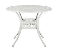 Beliani Mesa de Comedor de jardín Blanca Crema de Aluminio Redonda ø 90 cm Estilo Vintage Ancona