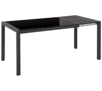 Beliani Mesa de Comedor Extensible Negro 120/160 x 80 cm Patas de Metal Mecanismo Tradicional Brillante Lacado Cocina Granada