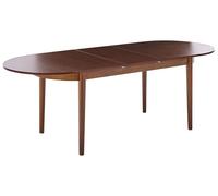 Beliani Mesa de Comedor Ovalada Extensible Moderna 180/220 x 90 cm Patas de Madera MDF Madera de Fresno Oscuro Larto