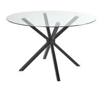 Beliani Mesa de Comedor Redonda Glam ⌀ 120 cm Tablero de Vidrio Templado Patas Decorativas Negro Meston