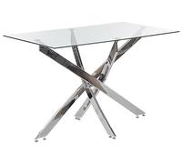 Beliani Mesa de Comedor Tablero de Vidrio Templado 120 x 70 cm Patas Plateadas 4 Personas Moderno Maramo