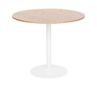 Beliani Mesa de Comedor y Cocina Redonda Estilo Boho Tablero de MDF ø 90 cm Base de Hierro con Acabado en Pintura en Polvo Chapa Roble Claro Tino