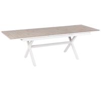 Beliani Mesa de jardín Extensible 184/244 x 90 cm Aluminio Muebles de Exterior Blanco Fanes