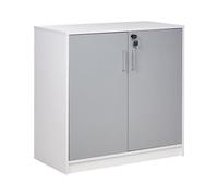 Beliani Moderna taquilla de Almacenamiento con 2 Puertas y estantes Gris y Blanco 80cm Zehna