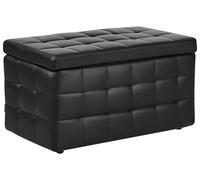 Beliani Otomana de Piel sintética Negra 72 x 40 cm Tela almacenaje Banco Dormitorio Michigan