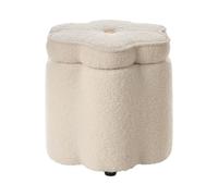 Beliani Puf con almacenaje escandinavo reposapiés de bou orma de Flor Sala de Estar Blanco Crema Flower