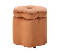 Beliani Puf escandinavo con almacenaje de Terciopelo Decorativo Dormitorio Sala de Estar reposapiés Forma de Flor Naranja Flower