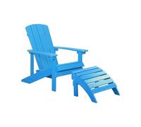 Beliani Silla de jardín Azul de Madera sintética con reposapiés Resistente a la Intemperie Estilo Moderno Adirondack