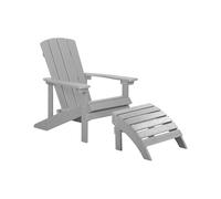 Beliani Silla de jardín Gris Claro de Madera sintética con reposapiés Resistente a la Intemperie Estilo Moderno Adirondack