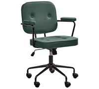 Beliani Silla de Oficina de Tela Patas Negras Giratorio Altura Ajustable Verde Pawnee