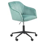 Beliani Silla de Oficina de Terciopelo Base giratoria Negro Altura Acolchado Verde Menta/Negro Venice