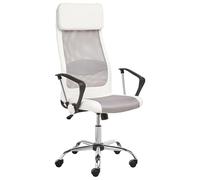 Beliani Silla de Oficina ejecutiva de Malla Blanca Altura Ajustable con Elevador de Gas giratoria y reclinable Pioneer