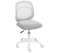 Beliani Silla giratoria de Escritorio Elegante tapizado de Tela Base de Hierro Oficina en casa habitación Infantil Altura Ajustable sin reposabrazos Gris Claro Blissful