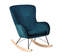 Beliani Silla Mecedora de Terciopelo Patas de Metal balancines Moderno Glamour Tradicional Verde Azulado Ellan