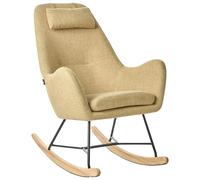 Beliani Silla Mecedora tapizada en Tela Amarilla Patas de Metal Patines de Madera Estilo Moderno Arrie