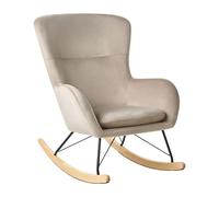 Beliani Silla Mecedora tapizada en Terciopelo Beige Patas de Metal Patines de Madera Estilo Moderno Ellan