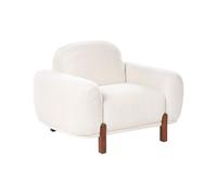 Beliani Sillón bajo Moderno orgánico de bou urvilíneo tapizado Suave Blanco Odnes