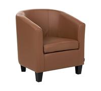 Beliani Sillón Club tapizado en Piel sintética Respaldo bajo butaca Decorativa marrón Borwick