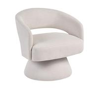 Beliani Sillón de Estilo Minimalista escandinavo tapizado de Tela Forma Curvada Giratorio 360° Blanco Crema Eidal