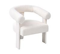 Beliani Sillón de Sala de Estar Estilo Retro tapicería de bouclé Patas tapizadas Blanco Crema Ilbro