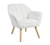 Beliani Sillón de Tela de Estilo Retro tapizado Repelente al Agua Patas de Madera de Caucho con reposabrazos Blanco Torud