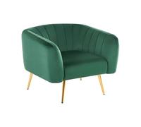 Beliani Sillón de Terciopelo Verde Oscuro Dorado Respaldo Patas Metal Glamour Laconia