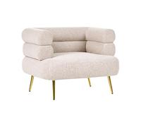 Beliani Sillón Decorativo Elegante tapizado de Tela Patas de Acero Dorado salón Dormitorio Beige Bovik