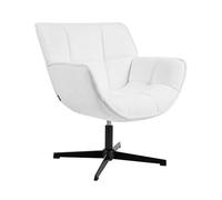 Beliani Sillón Decorativo tapizado con Asiento Curvo Estructura giratoria Estilo Retro Blanco Auma