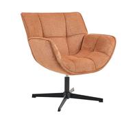 Beliani Sillón Decorativo tapizado con Asiento Curvo Estructura giratoria Estilo Retro Naranja Auma