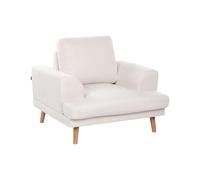 Beliani Sillón Estilo Moderno de Tela reposabrazos curvados Anchos Sala de Estar Beige Claro Kildal