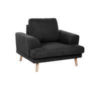 Beliani Sillón Estilo Moderno de Tela reposabrazos curvados Anchos Sala de Estar Negro Kildal