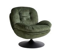 Beliani Sillón Giratorio de Terciopelo con Asiento Acolchado Base Simple Estilo Vintage Verde Oscuro Nolvik