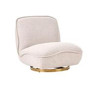 Beliani Sillón Giratorio Elegante tapizado de Tela Base de Acero Dorado sin reposabrazos salón Dormitorio Beige Muren