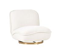 Beliani Sillón Giratorio Elegante tapizado de Tela Base de Acero Dorado sin reposabrazos salón Dormitorio Blanco Crema Muren