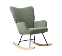 Beliani Sillón Mecedora de Pana cómodo Respaldo Ancho con reposabrazos Patas de Metal Negras salón Dormitorio Verde Arset