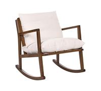Beliani Sillón Mecedora tapizado de poliéster Estilo escandinavo Estructura de Madera de Caucho Tela Beige Claro Kjevik