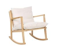Beliani Sillón Mecedora tapizado de poliéster Estilo escandinavo Estructura de Madera de Caucho Tela Beige Claro Kjevik
