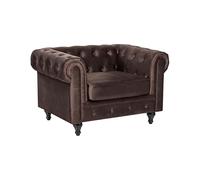Beliani Sillón Moderno Respaldo con capitoné clásico en Terciopelo marrón Oscuro Chesterfield