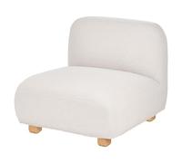 Beliani Sillón Modular de bou siento 1 Plaza Patas de Madera Moderno Blanco Crema Amli