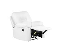 Beliani Sillón reclinable de Piel sintética Blanca reposapiés Respaldo Bergen