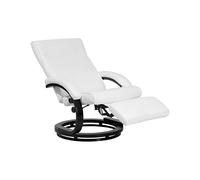 Beliani Sillón reclinable de Piel sintética Blanca Respaldo Alto Ajustable Base de Madera reposapiés extraíble diseño Moderno Might