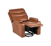 Beliani Sillón reclinable eléctrico de Piel sintética Moderno elevable con reposapiés portavasos revistero marrón Eter
