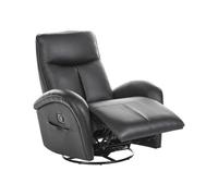 Beliani Sillón reclinable Giratorio 360° tapizado de Piel sintética con reposabrazos Negro Danae