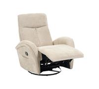 Beliani Sillón reclinable Giratorio 360° tapizado de Tela con reposabrazos Beige Claro Danae