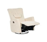 Beliani Sillón reclinable Manual con Giro de 360° reposacabezas cojín tapizado de Tela Beige Claro Rea