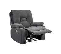 Beliani Sillón reclinable Moderno de Terciopelo reclinable eléctricamente Gris Oscuro Bergen