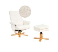 Beliani Sillón reclinable Moderno para Oficina de bou on reposapiés Giratorio Blanco Crema Epse