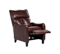 Beliani Sillón reclinable tapizado en Piel sintética marrón Oscuro reposapiés extraíble Estilo Vintage Respaldo Alto Royston